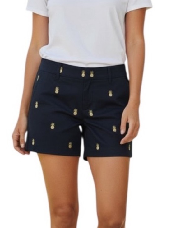 J. Crew Factory Pants - JCREW PINEAPPLE PRINT NAVY BLUE COTTON SUMMER BEACHY SHORTS 4